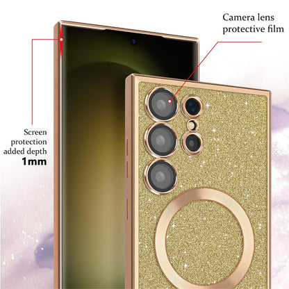 MagSafe Case for Apple iPhone 13 Pro Max, Techsuit, Luxury Glitter, Dark Green