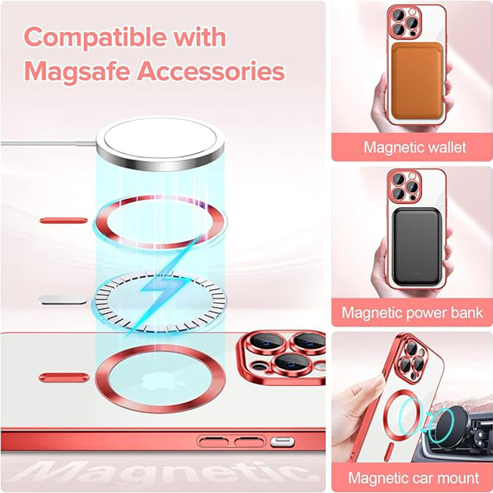 MagSafe Case for Apple iPhone 13 Pro, Techsuit, Luxury Crystal, Red