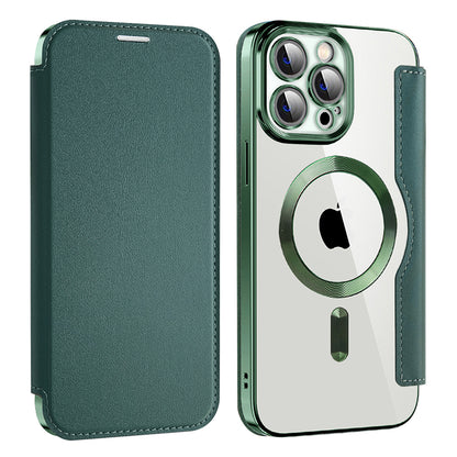 MagSafe Case for Apple iPhone 13 Pro, Techsuit, SmartMag Book, Green