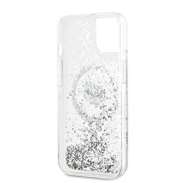 MagSafe Case for Apple iPhone 14, Karl Lagerfeld, Liquid Glitter Choupette's Head, Transparent