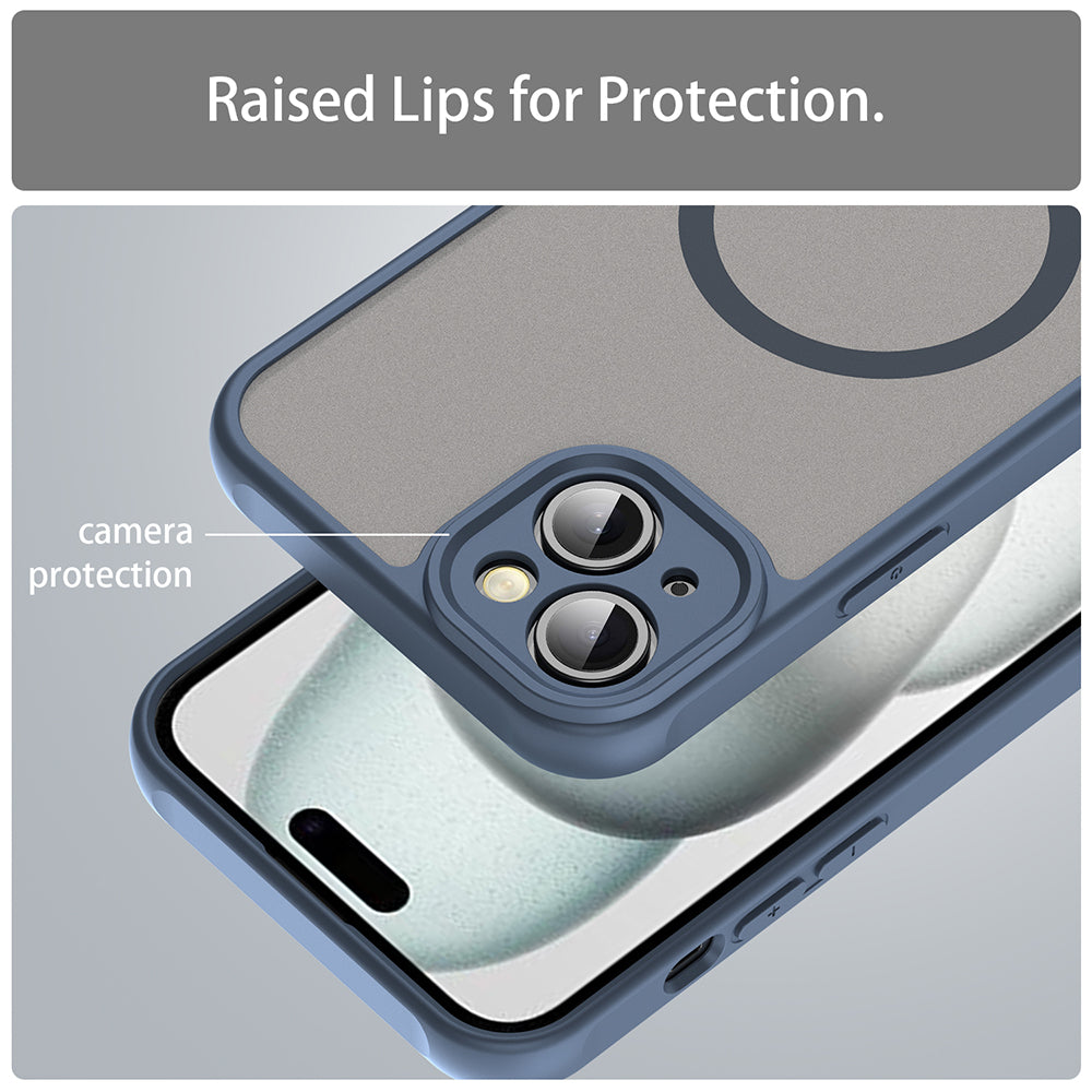 MagSafe Case for Apple iPhone 14 Plus, Techsuit, HaloFrost II, Navy Blue