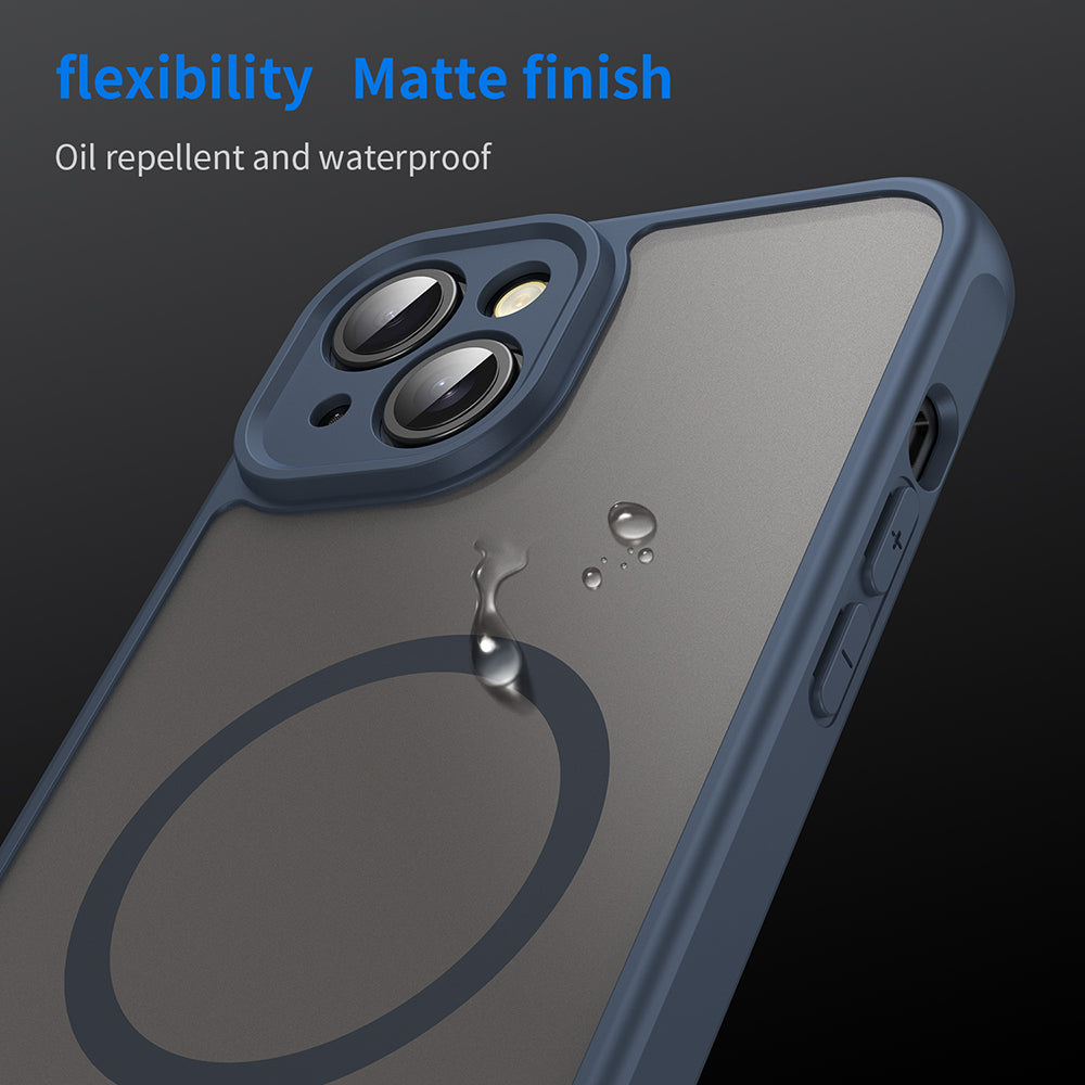 MagSafe Case for Apple iPhone 14 Plus, Techsuit, HaloFrost II, Navy Blue
