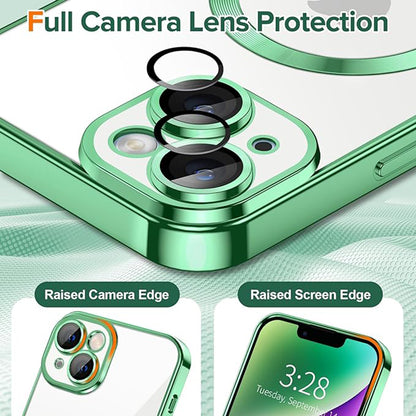 MagSafe Case for Apple iPhone 14 Plus, Techsuit, Luxury Crystal, Light Green