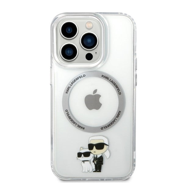 MagSafe Case for Apple iPhone 14 Pro, Karl Lagerfeld, Ikonik Karl & Choupette, Transparent