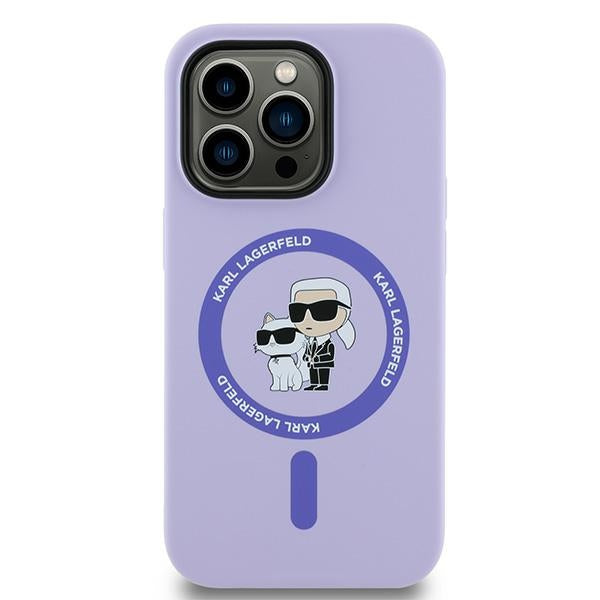 MagSafe Case for Apple iPhone 14 Pro, Karl Lagerfeld, Silicone Ring Karl & Choupette, Purple