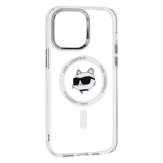 MagSafe Case for Apple iPhone 14 Pro Max, Karl Lagerfeld, IML Metal Choupette's Head, White