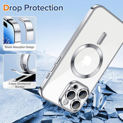 MagSafe Case for Apple iPhone 14 Pro Max, Techsuit, Luxury Crystal, Silver