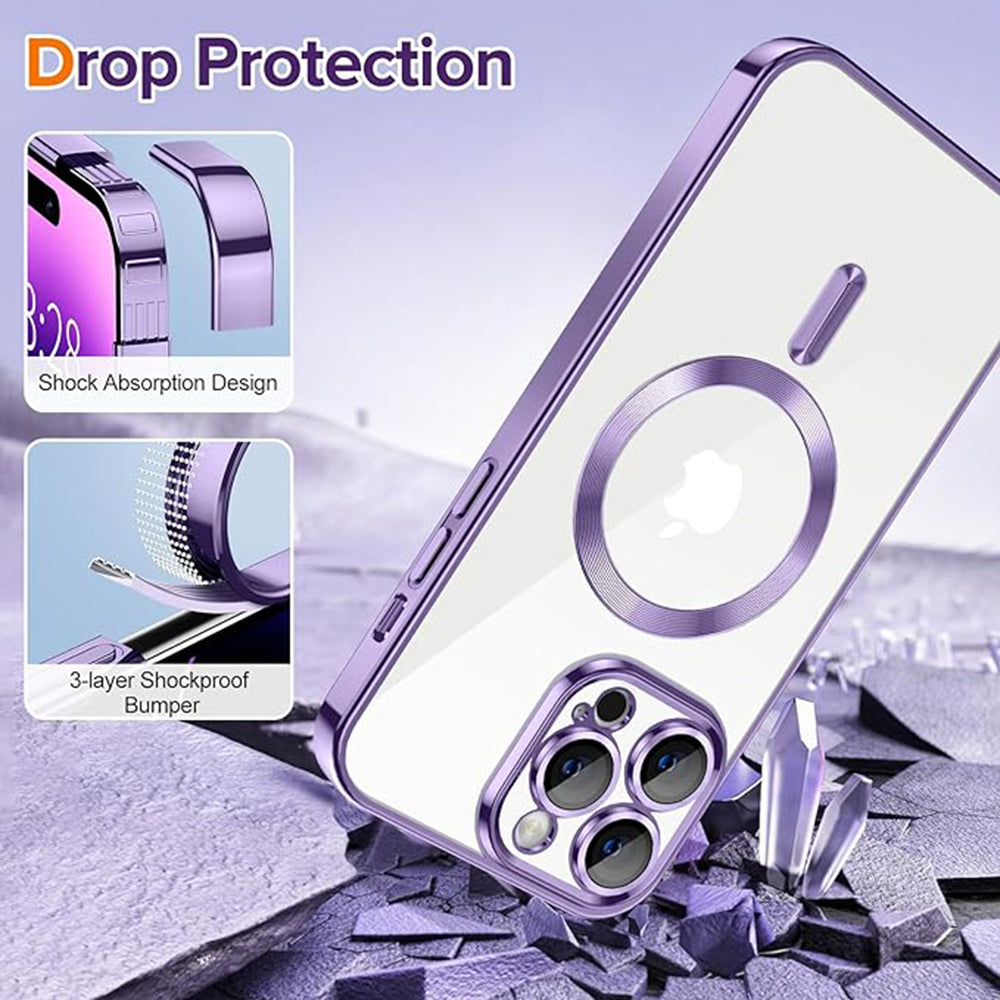 MagSafe Case for Apple iPhone 14 Pro Max, Techsuit, Luxury Crystal, Light Purple