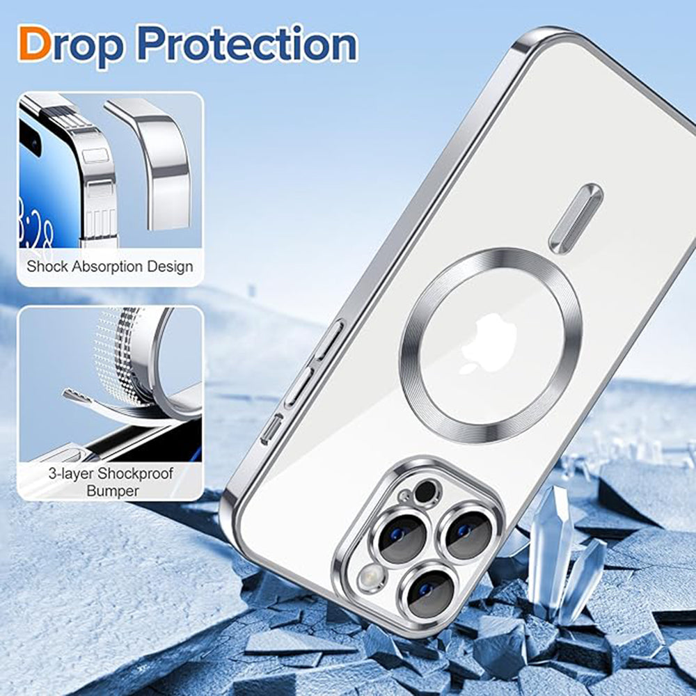 MagSafe Case for Apple iPhone 14 Pro, Techsuit, Luxury Crystal, Silver