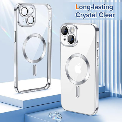 MagSafe Case for Apple iPhone 14, Techsuit, Luxury Crystal, Silver