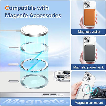 MagSafe Case for Apple iPhone 14, Techsuit, Luxury Crystal, Silver
