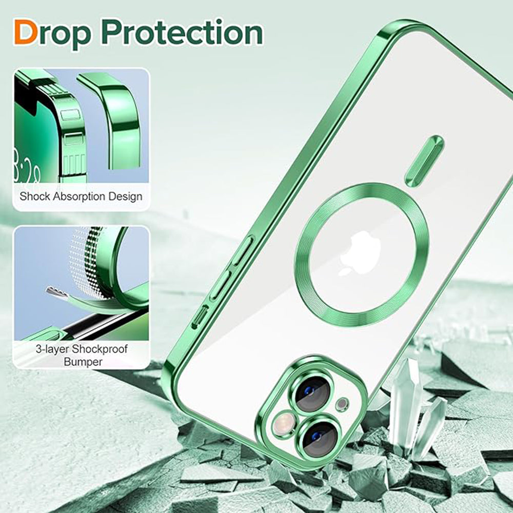 MagSafe Case for Apple iPhone 14, Techsuit, Luxury Crystal, Light Green