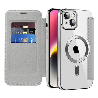 MagSafe Case for Apple iPhone 14, Techsuit, SmartMag Book, Gray