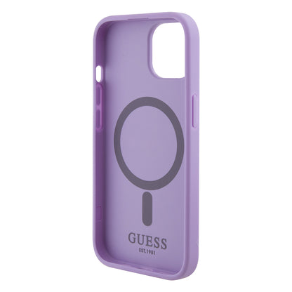 MagSafe Case for Apple iPhone 15, Guess, Saffiano, Purple