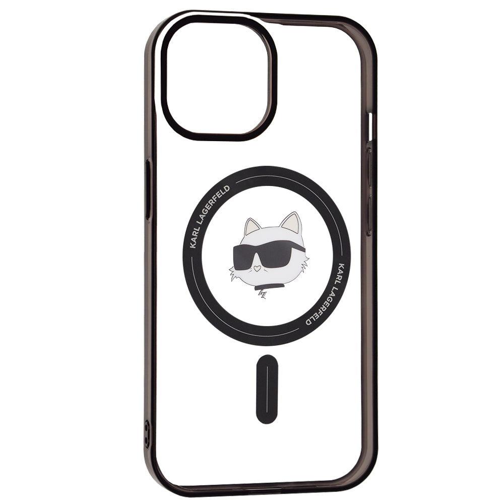 MagSafe Case for Apple iPhone 15, Karl Lagerfeld, IML Choupette's Head, Transparent