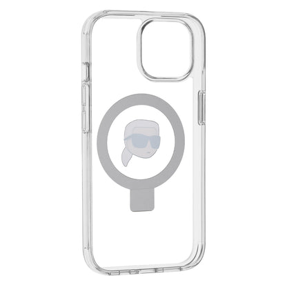 MagSafe Case for Apple iPhone 15, Karl Lagerfeld, Ring Stand Karl's Head, White