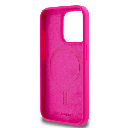 MagSafe Case for Apple iPhone 15, Karl Lagerfeld, Silicone Karl's Head, Fuchsia