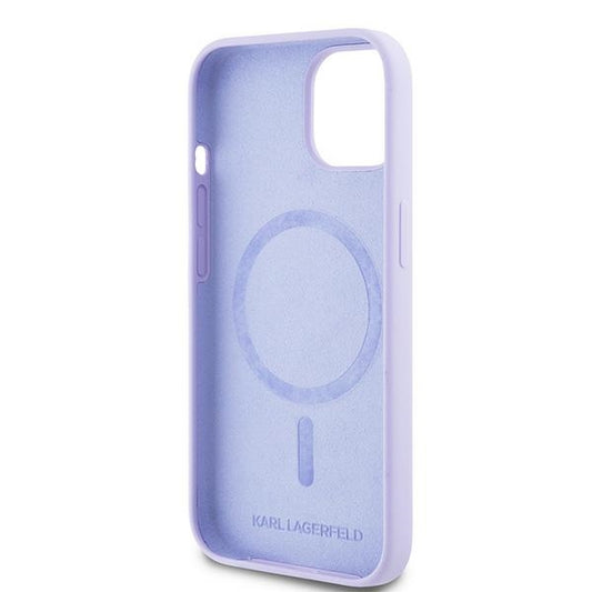 MagSafe Case for Apple iPhone 15, Karl Lagerfeld, Silicone Ring Karl & Choupette, Purple