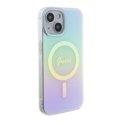 MagSafe Case for Apple iPhone 15 Plus, Guess, IML Iridescent, Turquoise