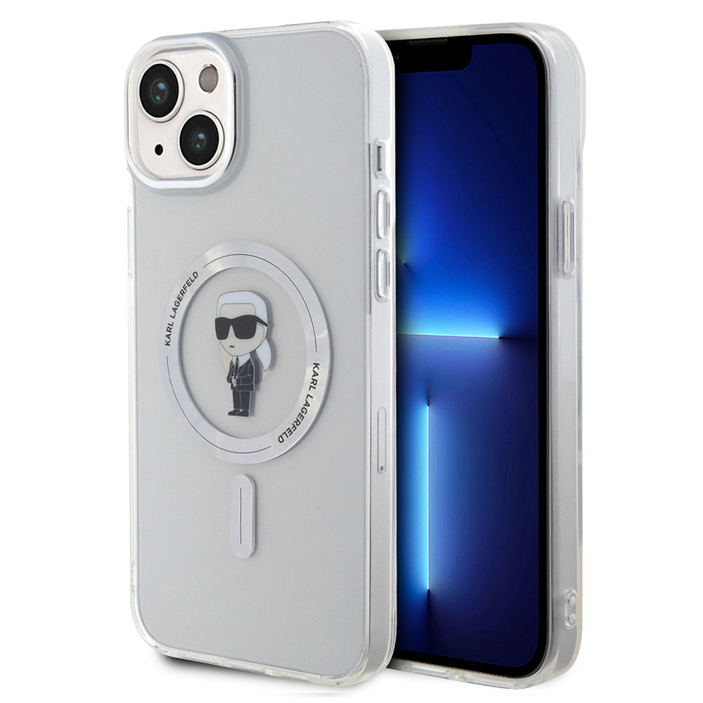 MagSafe Case for Apple iPhone 15 Plus, Karl Lagerfeld, IML Ikonik Karl, Transparent
