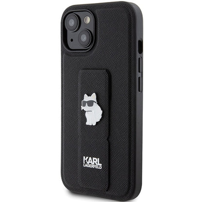 MagSafe Case for Apple iPhone 15 Plus, Karl Lagerfeld, Saffiano Gripstand Choupette, Black
