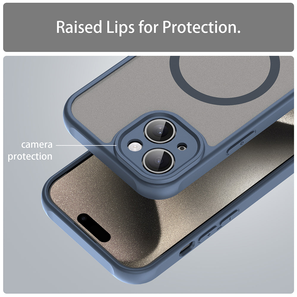 MagSafe Case for Apple iPhone 15 Plus, Techsuit, HaloFrost II, Navy Blue