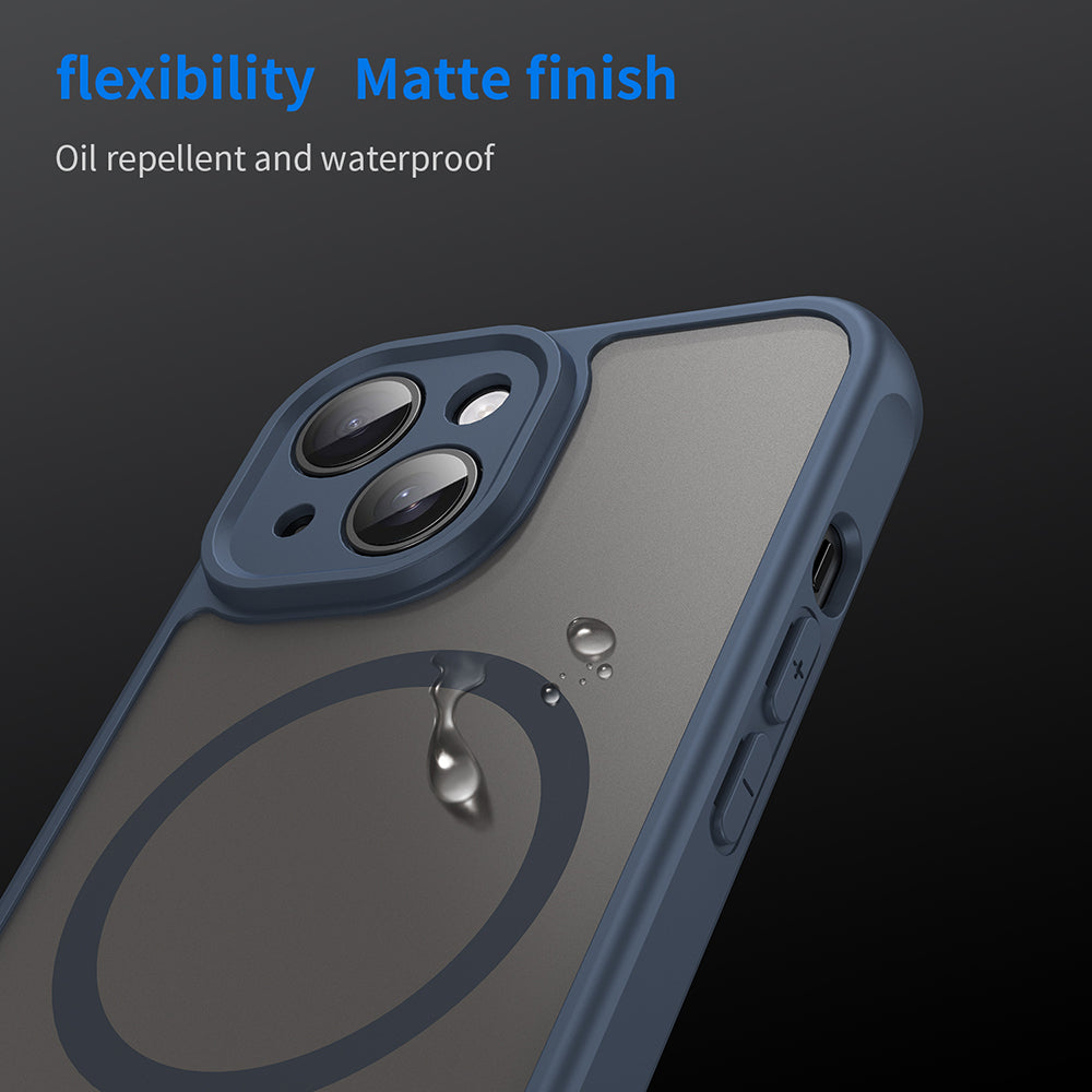 MagSafe Case for Apple iPhone 15 Plus, Techsuit, HaloFrost II, Navy Blue