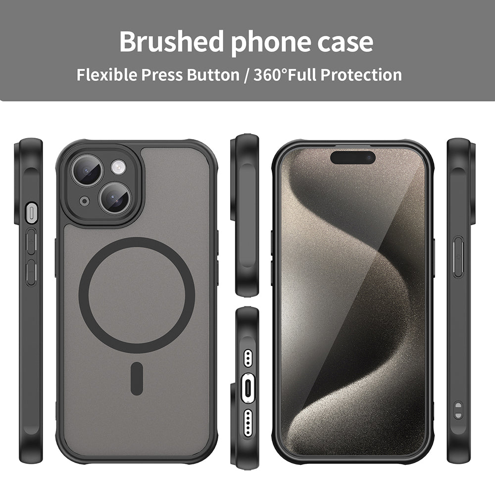 MagSafe Case for Apple iPhone 15 Plus, Techsuit, HaloFrost II, Black
