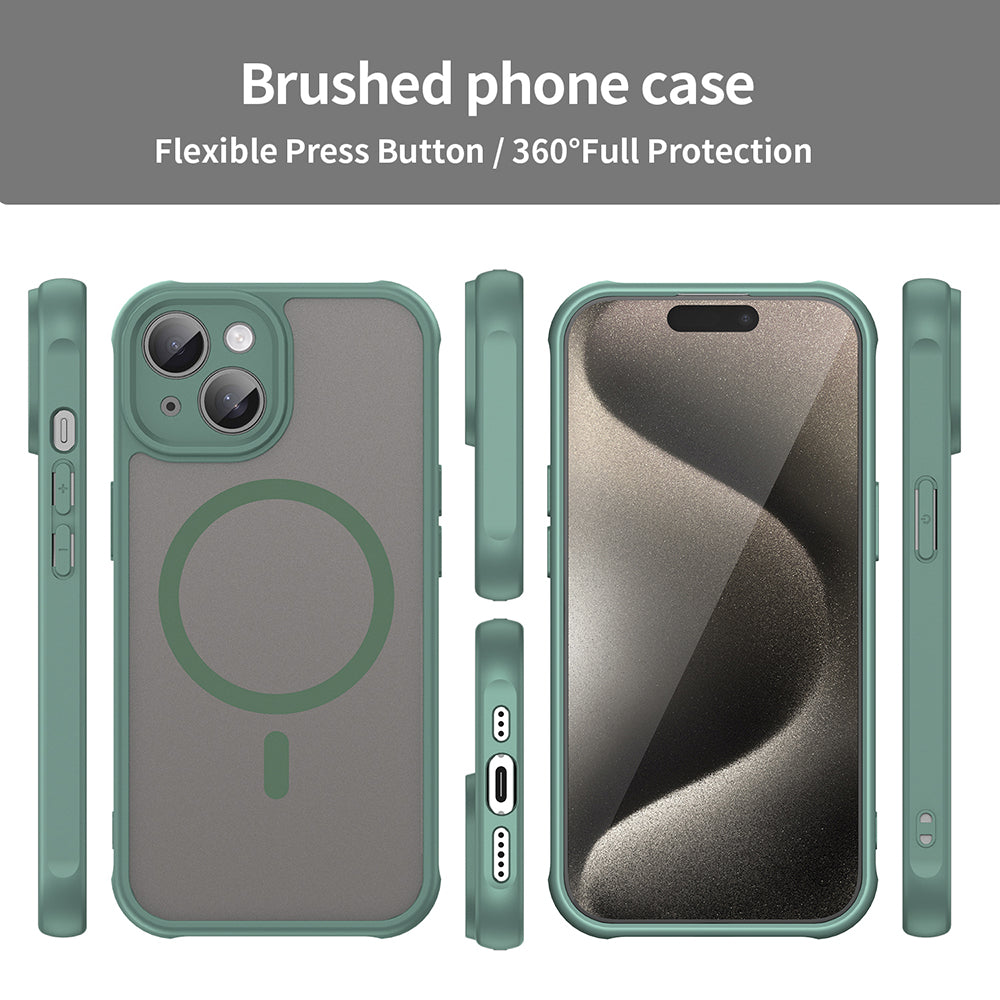 MagSafe Case for Apple iPhone 15 Plus, Techsuit, HaloFrost II, Green