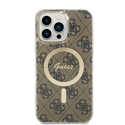 MagSafe Case for Apple iPhone 15 Pro, Guess, 4G IML, Brown