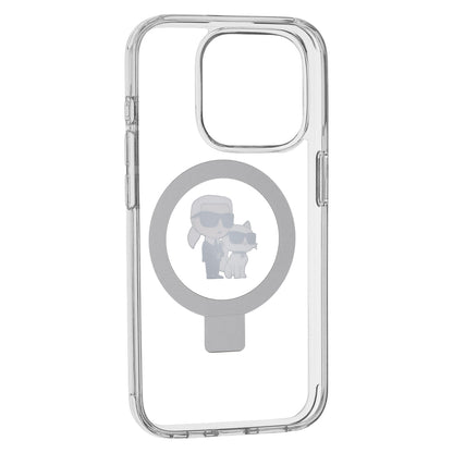 MagSafe Case for Apple iPhone 15 Pro, Karl Lagerfeld, Ring Stand Karl & Choupette, White