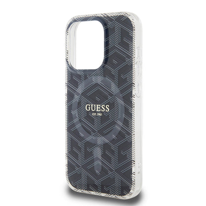 MagSafe Case for Apple iPhone 15 Pro Max, Guess, IML Gcube, Black