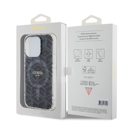 MagSafe Case for Apple iPhone 15 Pro Max, Guess, IML Gcube, Black