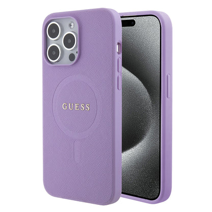 MagSafe Case for Apple iPhone 15 Pro Max, Guess, Saffiano, Purple