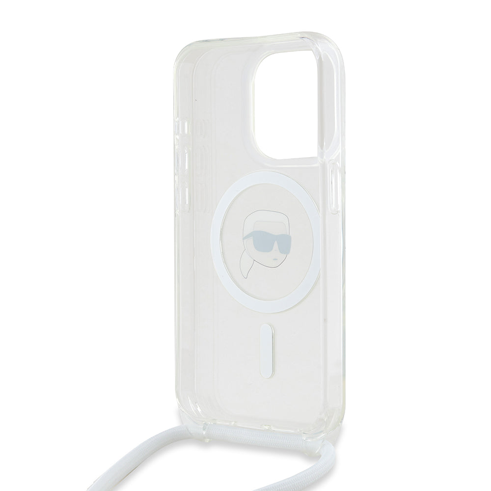 MagSafe Case for Apple iPhone 15 Pro Max, Karl Lagerfeld, IML Crossbody Karl's Head, Transparent