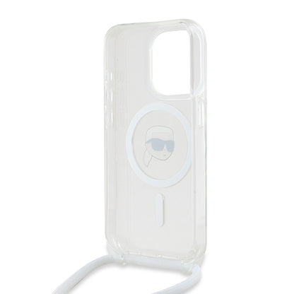 MagSafe Case for Apple iPhone 15 Pro Max, Karl Lagerfeld, IML Crossbody Karl's Head, Transparent