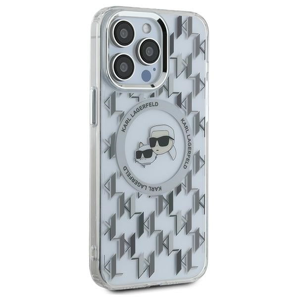 MagSafe Case for Apple iPhone 15 Pro Max, Karl Lagerfeld, IML Monogram Karl & Choupette's Heads, Transparent