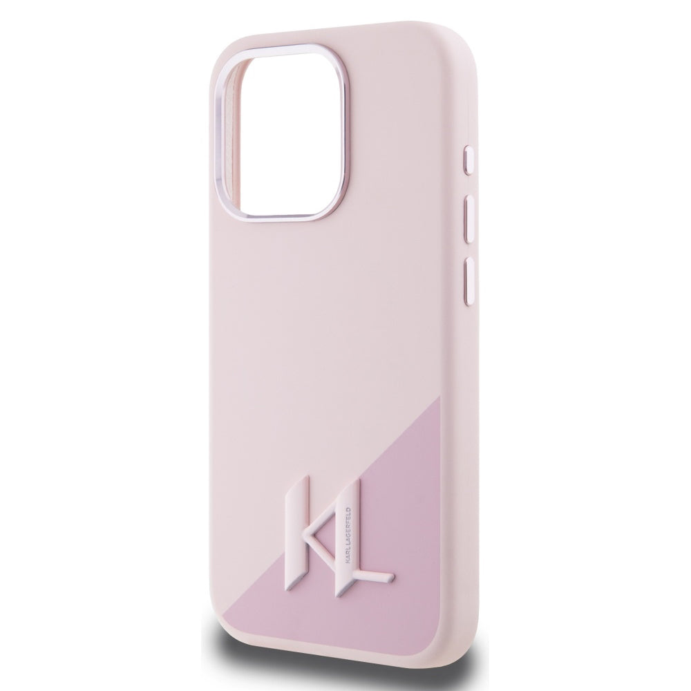 MagSafe Case for Apple iPhone 15 Pro Max, Karl Lagerfeld, Silicone Shadow Metal Initial, Pink