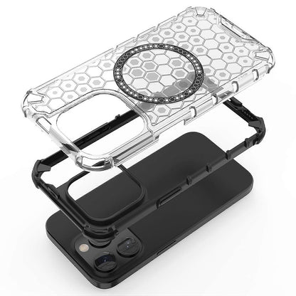 MagSafe Case for Apple iPhone 15 Pro Max, Techsuit, HoneyComb Shield, White