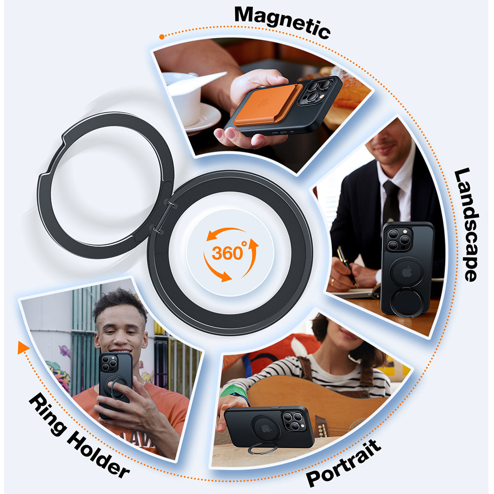 MagSafe Case for Apple iPhone 15 Pro Max, Torras, Ostand Pro, Black