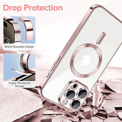 MagSafe Case for Apple iPhone 15 Pro, Techsuit, Luxury Crystal, Pink