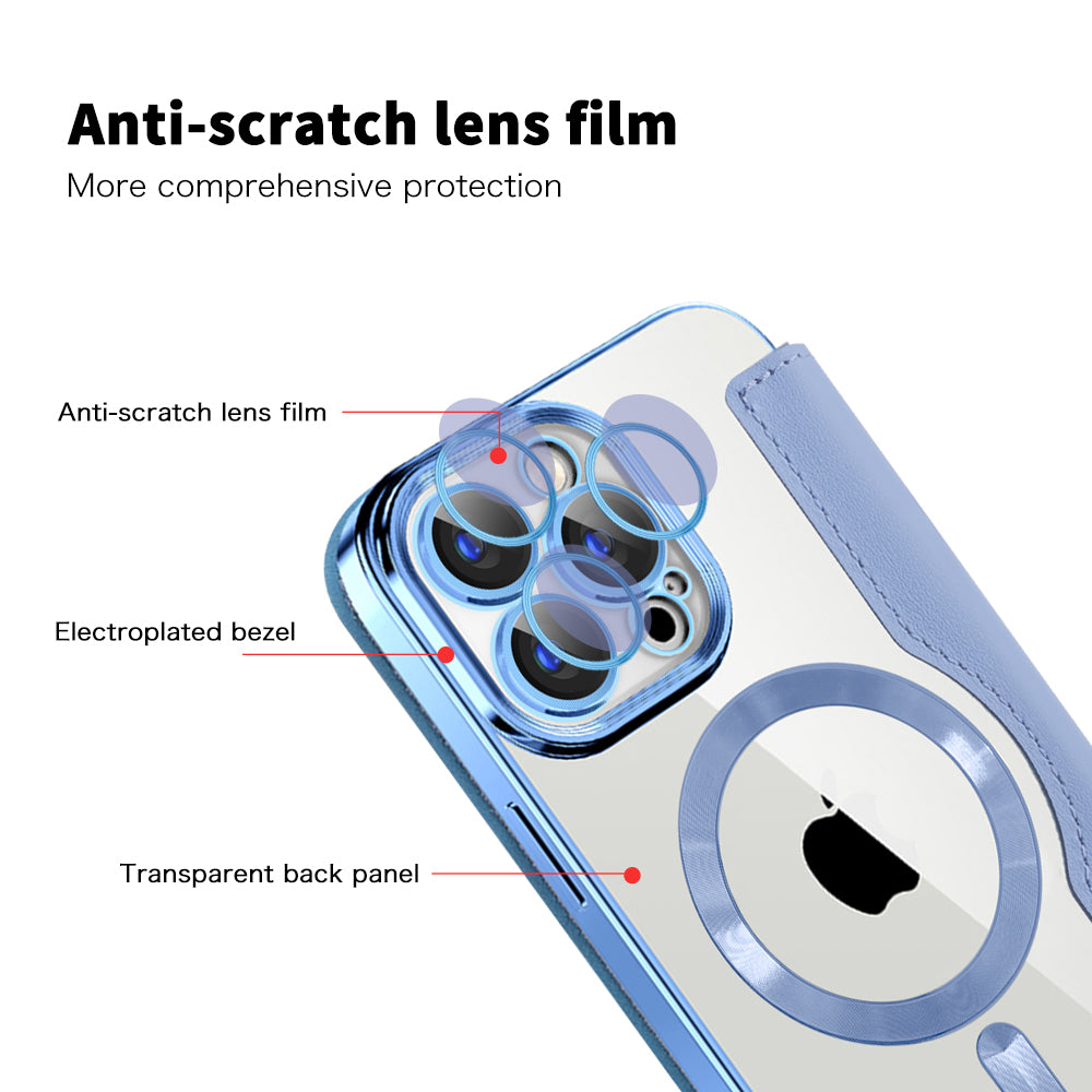 MagSafe Case for Apple iPhone 15 Pro, Techsuit, SmartMag Book, Blue
