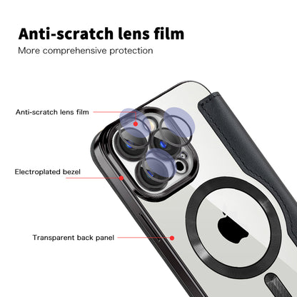 MagSafe Case for Apple iPhone 15 Pro, Techsuit, SmartMag Book, Black