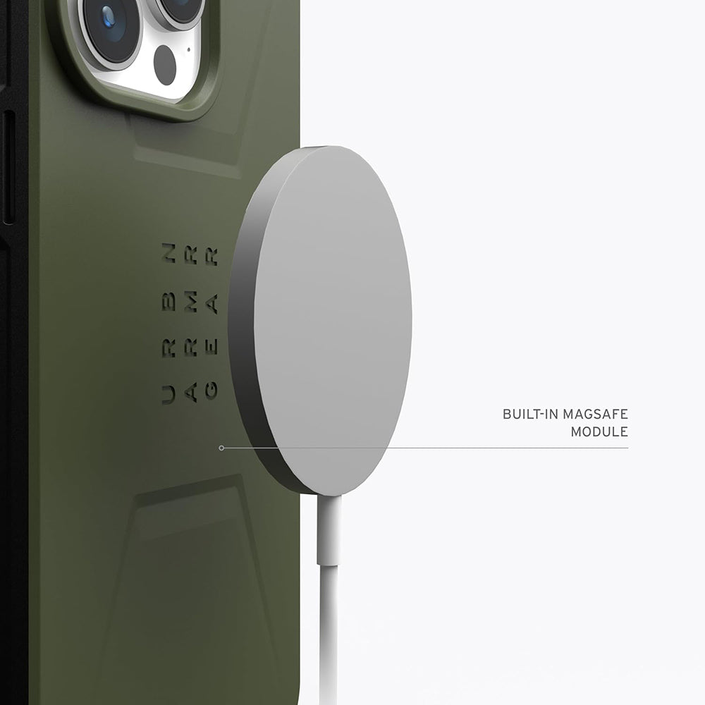 MagSafe Case for Apple iPhone 15 Pro, Urban Armor Gear, Civilian, Green