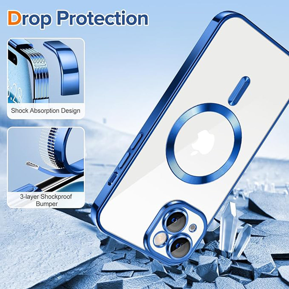 MagSafe Case for Apple iPhone 15, Techsuit, Luxury Crystal, Dark Blue