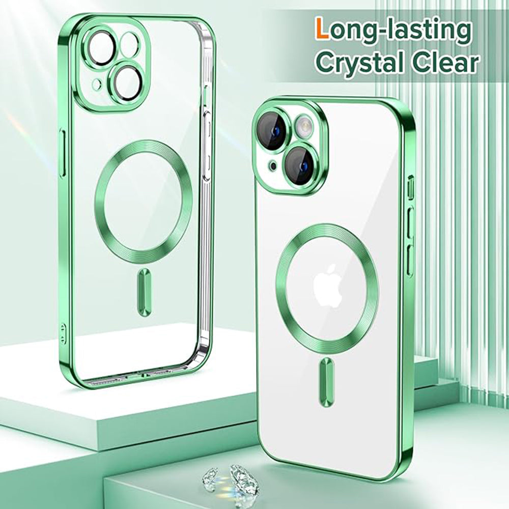 MagSafe Case for Apple iPhone 15, Techsuit, Luxury Crystal, Light Green