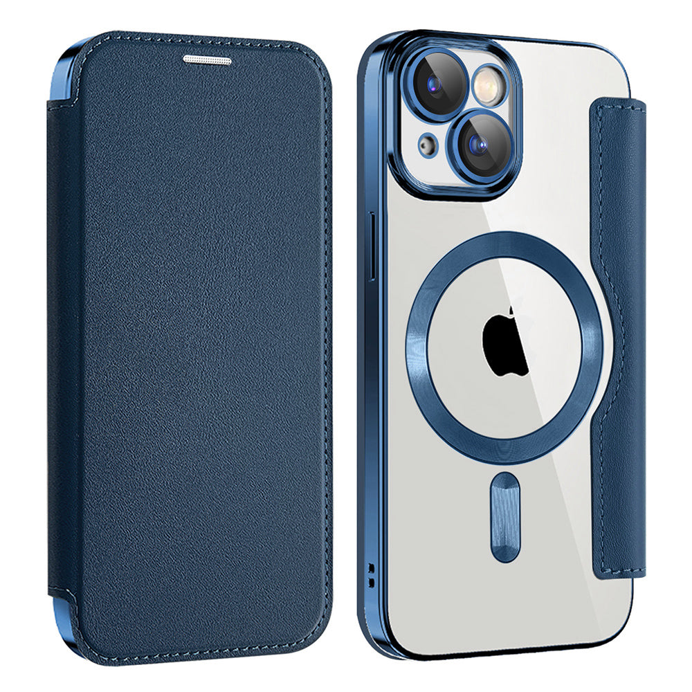 MagSafe Case for Apple iPhone 15, Techsuit, SmartMag Book, Blue