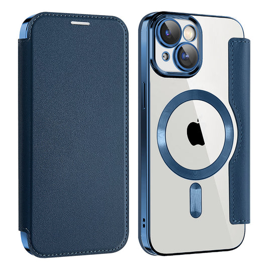 MagSafe Case for Apple iPhone 15, Techsuit, SmartMag Book, Blue