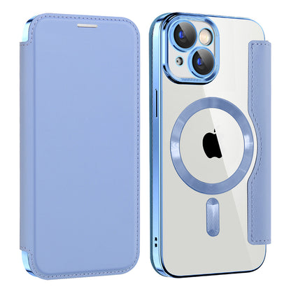 MagSafe Case for Apple iPhone 15, Techsuit, SmartMag Book, Blue