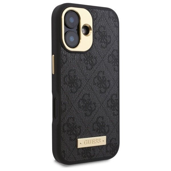 MagSafe Case for Apple iPhone 16, Guess, 4G Logo Plate, Black